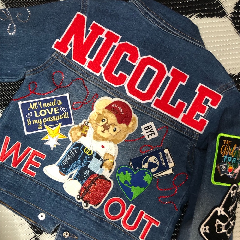 🌟Girls “Travel Bear Destinations” Limited Edition Denim Jacket! Personalize It!🌟